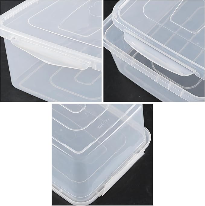 6.5 Quarts Clear Latching Box Plastic Storage Containers with Lids Set of 4