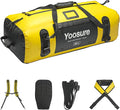 80L Waterproof Duffel Bag Motorcycle Dry Bag Backpack Waterproof Zippered Bags with Backpack Spacer Pad for Kayaking Rafting Boating Canoeing Camping Paddle Beach (Yellow)