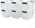 Plastic Storage Bins with Lids 6 Pack Storage Organizer 10 L Stackable Storage Bins with Buckle-Up Latches and Handle Storage Totes for Home Office Pantry Organization Clear
