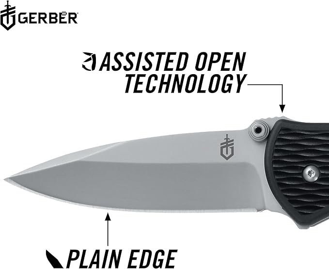 Gerber Gear Mini-Fast Draw Knife Assisted Opening Fine Edge [22-41526] Black / Stainless