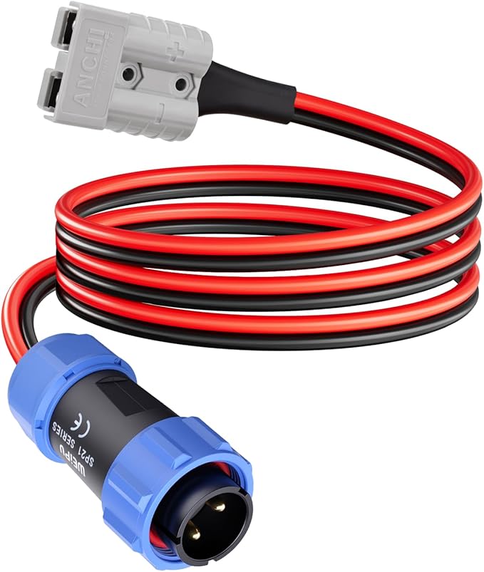 ELFCULB Aviation Plug to SB50 Cable 10AWG SB50 Battery Quick Connect to Aviation Male 12V Charing Cable Compatible with Portable Power Station AC200MAX/AC200P New 2-Pin(6FT)
