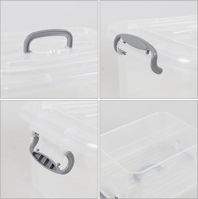 Clear Plastic Storage Boxes with Lid 2-Pack Storage Latch Bins 8 L F