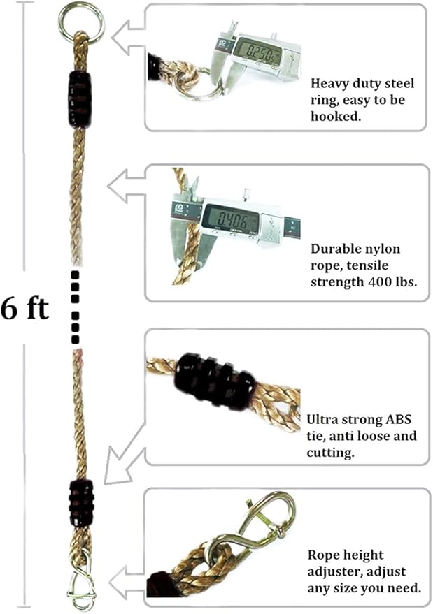 NW Hammock Chair Straps Hanging Kit Tree Swing Ropes - 6ft &amp Holds to 400lbs Perfect for Children Swing Outdoor Hammock and Hanging Chair