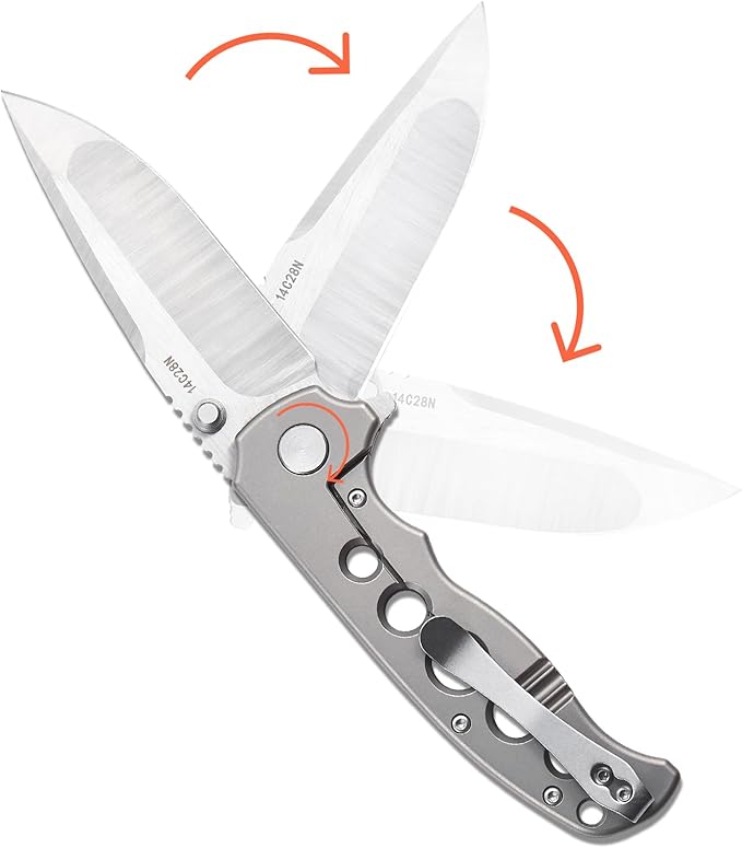 Handy Pocket Knife Folding Knife with 3.4''D2 CNC Titanium Handle Small EDC Knife with Pocket Clip for Men Women Emergency Camping Survival Hiking Knives Silvery