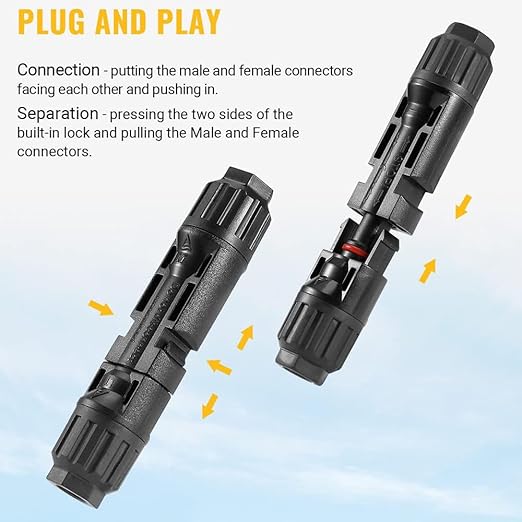 Solar Panel Crimping ToolCrimping Tool Kit with 10PCS Connectors and 2PCS Spanner Wrench and 2PCS Y Solar Connectors and Solar Wire Crimping Tool for PV Cable