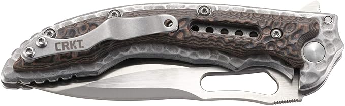 CRKT Fossil Folding Pocket Knife: Compact Stainless Steel Plain Edge EDC Folder with Frame Lock Everyday Carry Knife Satin Blade Finish 5460 Brown