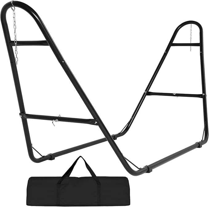 Universal Heavy-Duty Steel Hammock Stand 130 * 40 * 51in for 2 People Portable Designfor 9.5 to 14 ft HammocksIdeal for Outdoor Balconies porches patios Decks and backyards.