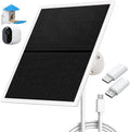 Solar Panel Charger for Outdoor Security Cameras -10W DC 5V Compatible with Micro USB &amp Type-C Rechargeable Battery Cameras9.8Ft Charging CableIP66 Waterproof (White)