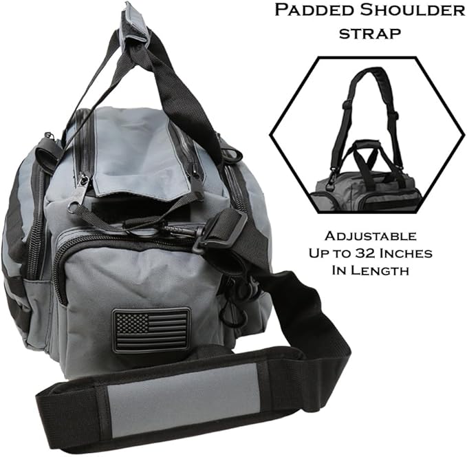 Exos Tactical Range Bag - Medium Size Range Bag for Shooting - Gun Case for Handguns Ammo Storage Tactical Backpack Molle Webbing Free Subdued USA Patch