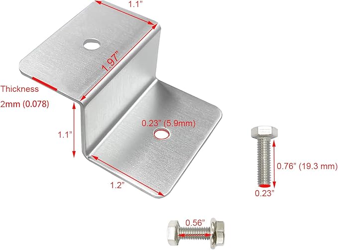 20 Units Solar Panel Z Brackets Mount Mounting Kits with Nuts and Bolts for RVs Trailers Boats Yachts Wall and Other Off Gird Roof Installation Silver 5 Sets