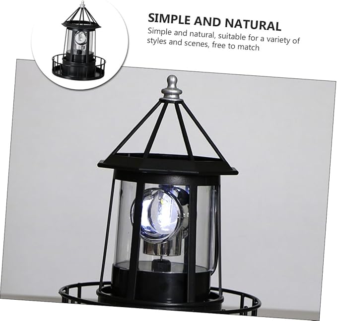 DOITOOL Led Solar Revolving Lighthouse Light Outdoor Rotating Landscape Lamp Waterproof Solar Powered Lantern for Garden Patio Yard Decoration