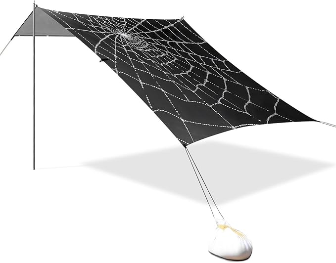 ALAZA Web Black Background Beach Tent Sun Shelter Portable Canopy Sunshade for Outdoor Camping Picnics Backyard Fun 10x9 ft
