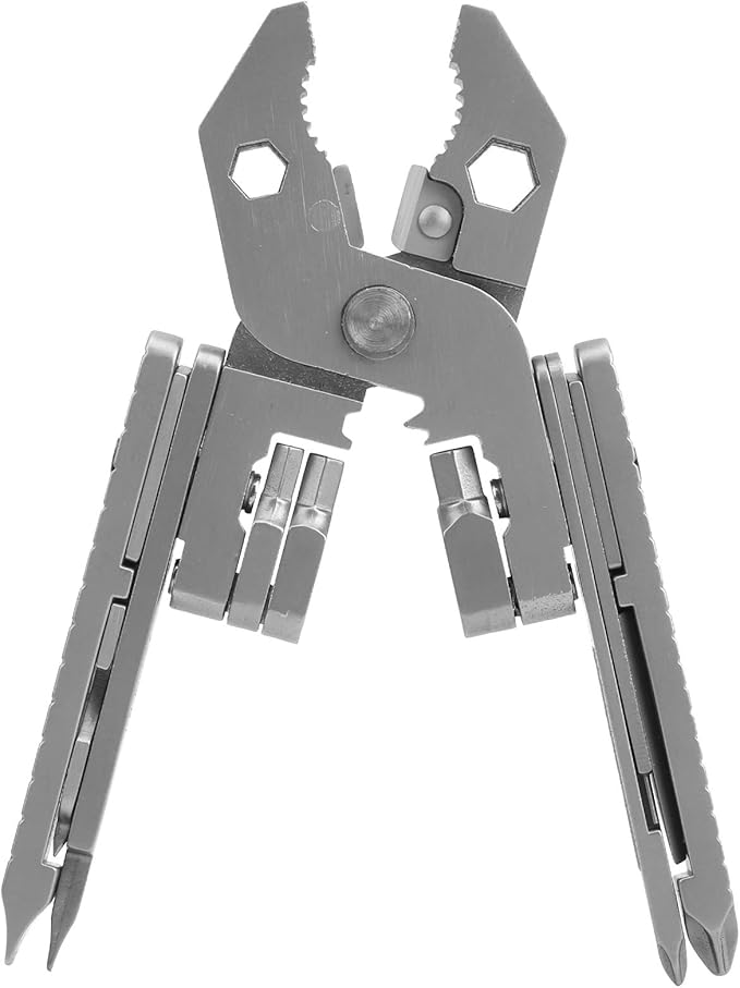 25 in 1 Multi Functional Pliers Kit Stainless Steel Multitool with Knife Wrench Folding Pocket Multi Plier for Camping Hiking Fishing Outdoor Adventures Includes Screwdriver