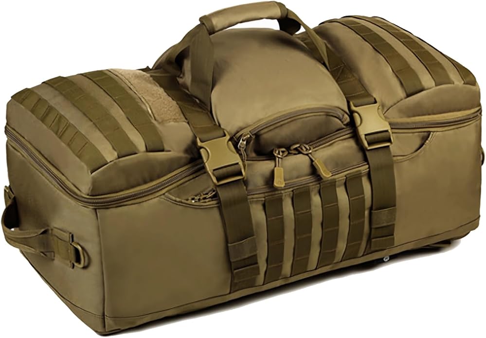 60L 3-in-1 Tactical Backpack MOLLE Duffle Bag with Versatile Carrying Modes Backpack Crossbody Hand-Carry.