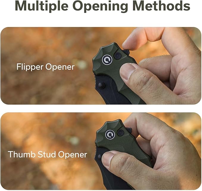 CIVIVI Natterjack Pocket Folding Knife 3.19 14C28N Blade G10 Handle with Reversible Clip Thumb Stud &amp Flipper Opener Knife for Camping Hiking EDC C24028-1 (OD Green)
