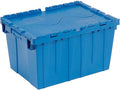 Global Industrial Plastic Distribution Container With Hinged Lid 2.4 Cu. Ft Capacity 50 Lbs. Capacity Nestable &amp Stackable 23-3/4x19-1/4x12-1/2 Blue