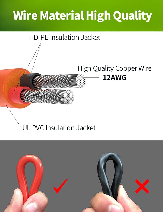 30FT 12AWG Extension Cable for Solar Generators 8mm Female to Male DC7909 Solar Panel Cable Cord with DC8020 Adapter Compatible with Jackery GZ Yeti Aker Portable Power Stations
