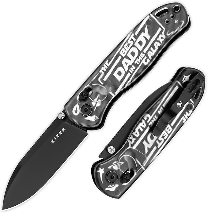 Kizer Drop Bear EDC Pocket Knife 2.97” Nitro-V Blade Acrylic Handle Folding Knife with Thumb Stud Opener Clutch Lock EDC Knives for Father Dad Gift V3619A11