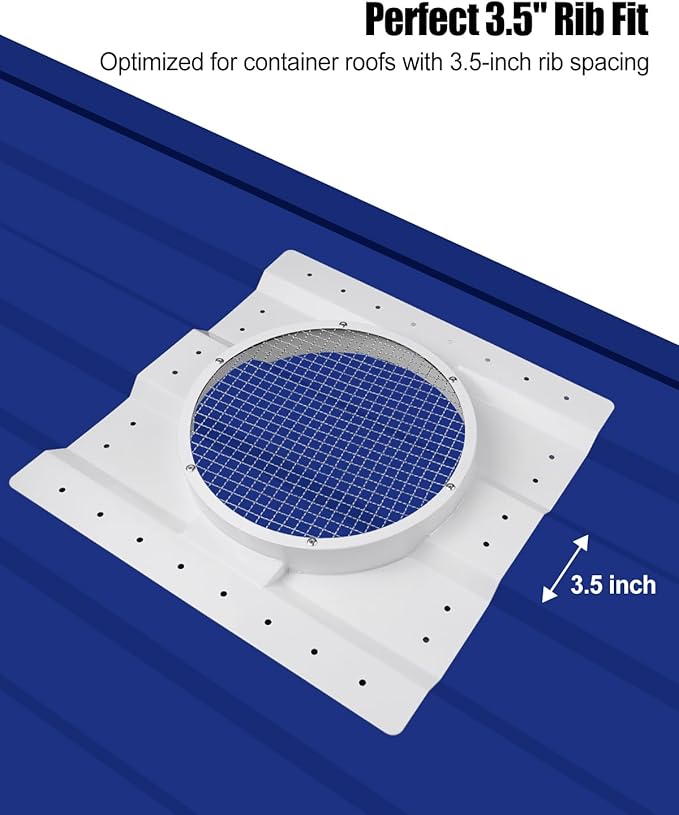 1pcs 12 Inch Container Roof Vent Adapter Multifunctional Roof Ventilation System Adapter Compatible with Conex Container for Whirlybird Turbine Vent and Solar Roof Fan
