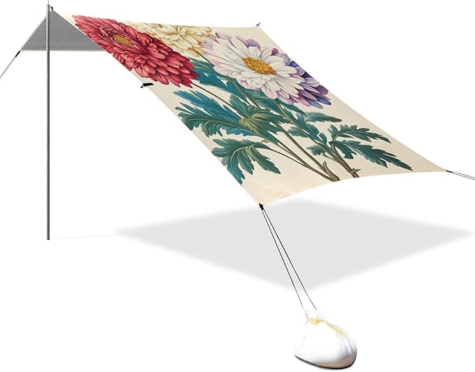 ALAZA Daisy Plants with Flowers Beach Tent Sun Shelter Portable Canopy Sunshade for Outdoor Camping Picnics Backyard Fun 10x9 ft