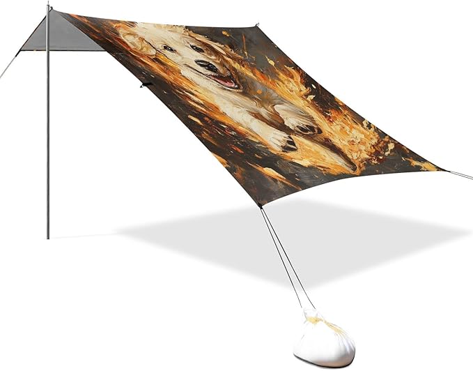 ALAZA Fire Running Puppy Beach Tent Sun Shelter Portable Canopy Sunshade for Outdoor Camping Picnics Backyard Fun 10x9 ft