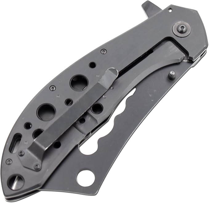 Snake Eye Tactical 12 Jumbo Huge Heavy Duty Ultra Smooth One Hand Opening Folding Pocket Knife Limited Edition Collectors Knife - Ideal for Recreational Work Hiking Camping (Black)