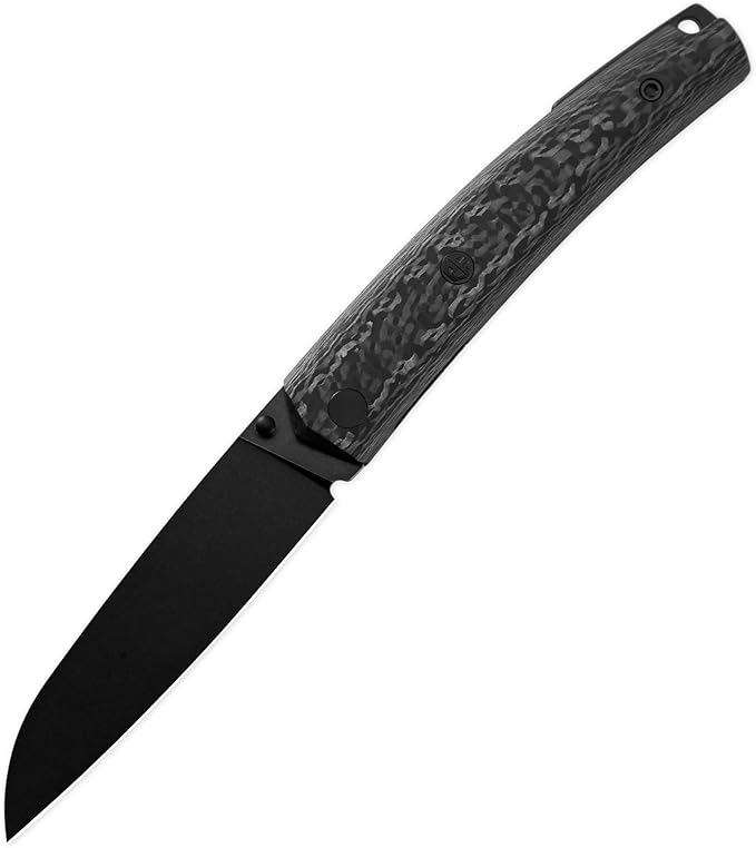 Petrified fish PF719 Folding Knife3.38 14C28N Steel Black Stonewashed Blade Carbon Fiber Handle Thumb Stud Liner lock Pocket knife (Carbon Fiber Black Stonewashed)