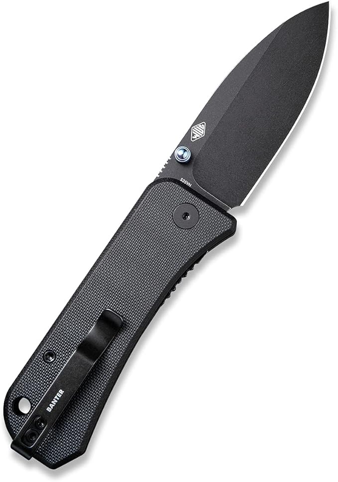 WeKnife Banter Pocket Knife for EDC Ben Petersen Folding Knife with 2.9”S35VN Blade Titanium Thumb Stud Opener 2004B (Black)