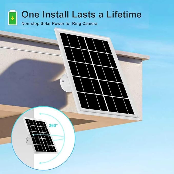 7W Solar Panel for Security Camera for DC 5V Outdoor Rechargeable Battery Camera 360° Adjustable Security Mount - 10FT Micro USB &amp USB-C Cable4 Pack