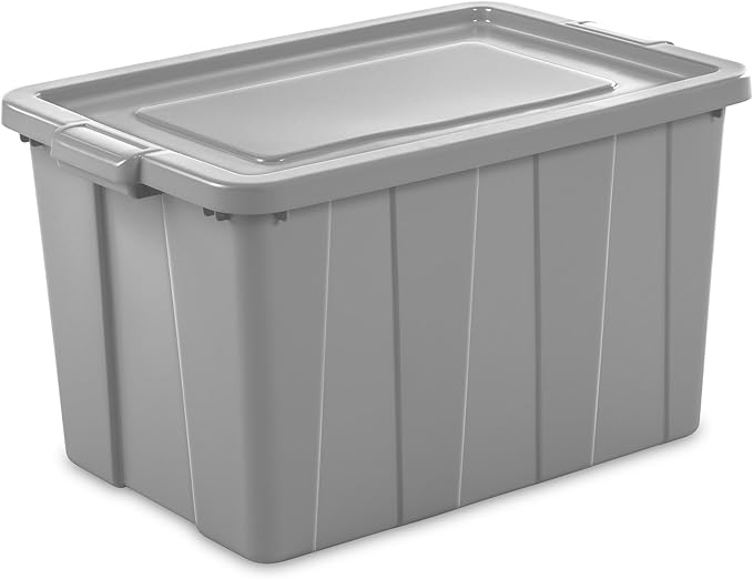 Sterilite 4 Pack Tuff1 Storage Tote Stackable Plastic Bin with Lid 30 Gallon