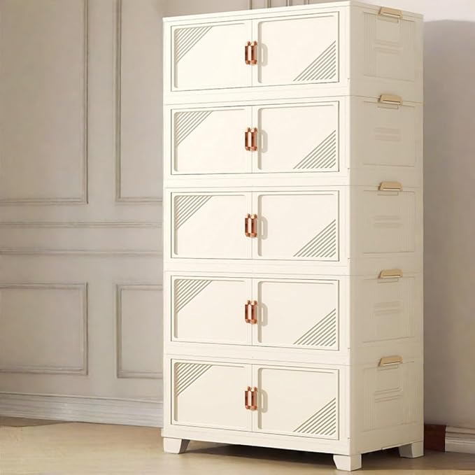 Storage Bins Stackable Folding Plastic Storage Containers with Clear Lids Multi Layer Organizer for Home Dorm Office Closet Bedroom Living Room