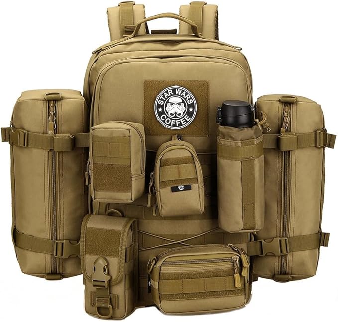 Jungle Leopard 45L Backpack Tactical Hunting Molle Rucksack Travel Hiking Camping Climbing Sport Large Shoulder Bag(CB)