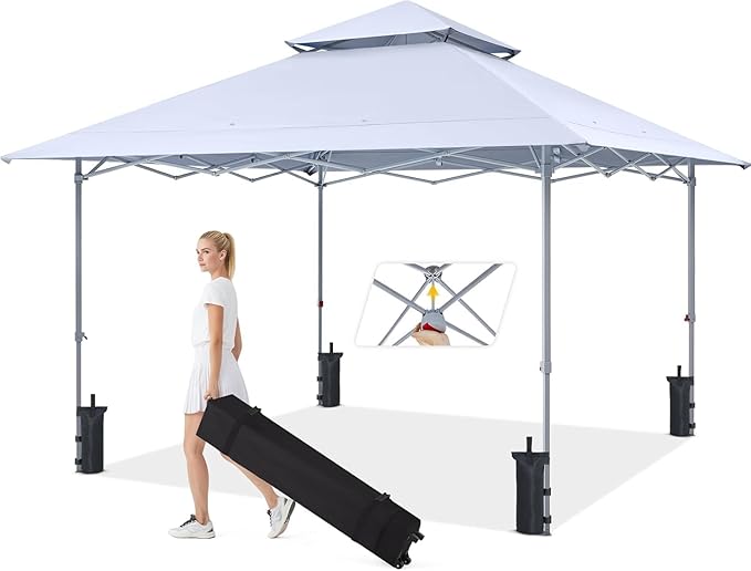 MASTERCANOPY 13x13 Pop-Up Canopy Tent Instant Shelter Outdoor Canopy with Wheeled Bag White