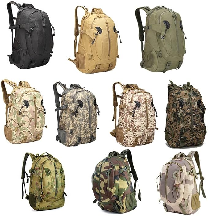 Outdoor Sports Pack Hiking Bag Tactical Rucksack Camo Knapsack Combat Camouflage Tactical 30L Backpack - A-Tacs FG