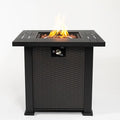 28'' Propane Fire Pit Table 50000 BTU Fire Table with Steel Lid Big Legs Laval Rocks.