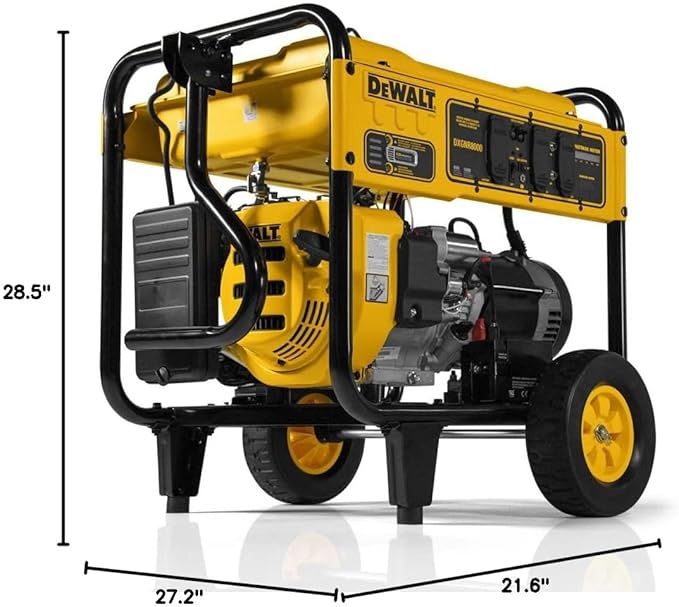 DeWalt 10000 Starting Watt Portable Gas Generator Electric Start with Battery 420cc Engine Smart Runtime Wattage Meters CO Protect Idle Control Home Backup Emergency Jobsite Power 49 State