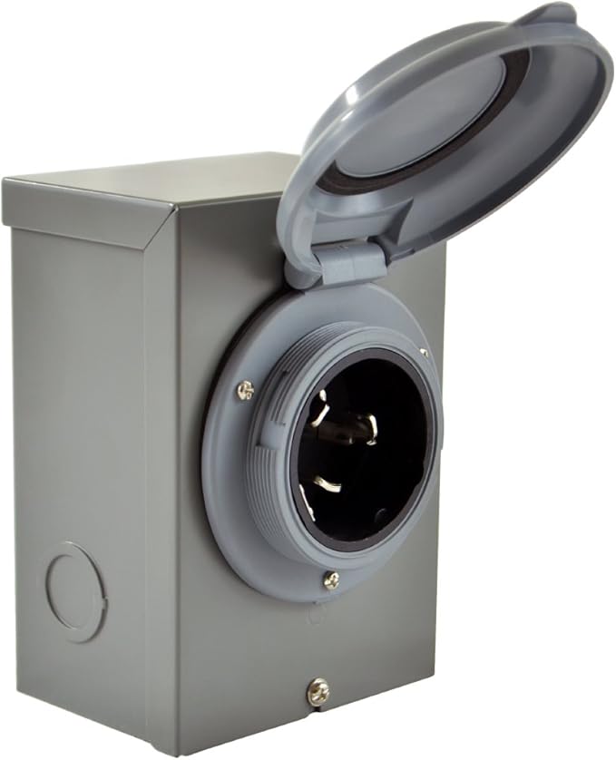 Conntek 80SS2-GYBX 50 Amps 125/250 Volts Power Inlet Box For Generators Up to 12500 Watts Grey Cap