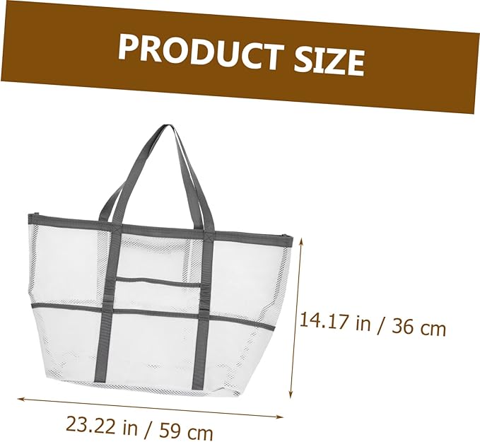 Housoutil 2pcs Portable Beach Toiletry for Toy with Organizers Use Multifunctional Mesh Bag Handle Basket Whitex2pcs 59x36cmx2pcs