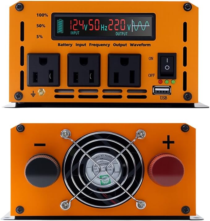 2000W Pure Sine Wave Power Inverter peak-4000 WattDC 12V to 110Vwith 3xACUSB PortLCD Digital Display