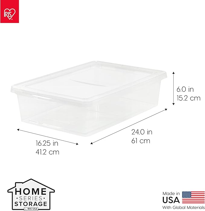 IRIS USA 10-Pack Storage Bins with Lids 28 Quart Shoe Boxes Clear Stackable Containers Organize Shoes Closet Shelves Classroom Organization Teacher Tools Game Storage - BPA-Free Plastic