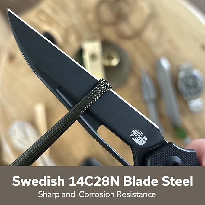 CIVIVI Guile Pocket Knife Folding Knife for EDC 3.25 Swedish 14C28N Blade G10 Handle with Reversible Deep-Carry Clip C24062B-1 (Black)