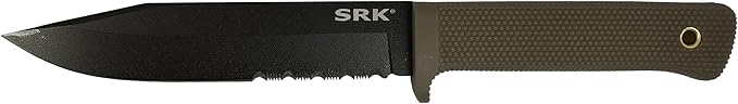 Cold Steel Exclusive SRK Fixed Blade Knife 6 Partially Serrated Clip Point SK-5 Black Blade Kray-Ex Handle Flat Dark Earth