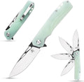 Sitivien ST141 Folding KnifeD2 Steel Blade G10 Handle Pocket Knife EDC Tool Knife for Survival Hiking Camping Fishing(Jade)