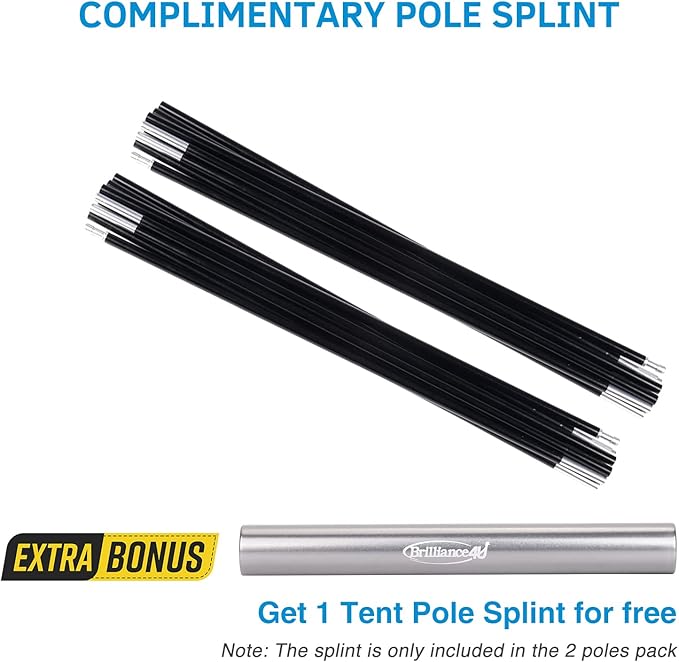 Aluminum Tent Poles Replacement Black Pre-Assembled Tent Pole 7001 T6 Heated Camping Tent Rod