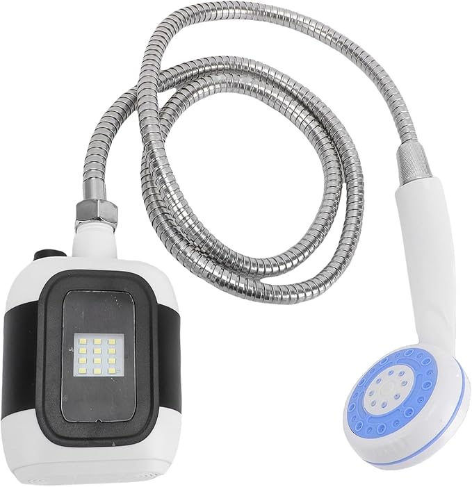AUNMAS Electric Camping Shower Portable Shower Set with Hose Hook for Outdoor Travel RV Pet Washing Hiking 2000mAh Rechargeable