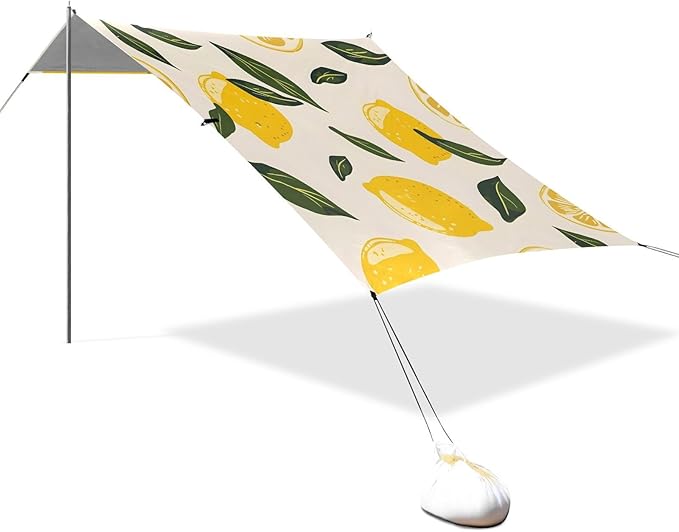 ALAZA Lemon Print Seamless Beach Tent Sun Shelter Portable Canopy Sunshade for Outdoor Camping Picnics Backyard Fun 10x9 ft