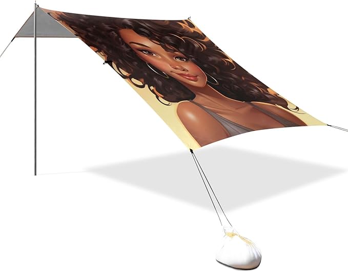 ALAZA Portrait of The Beautiful African Woman Beach Tent Sun Shelter Portable Canopy Sunshade for Outdoor Camping Picnics Backyard Fun 10x9 ft