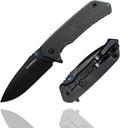 SANRENMU SRM 9008 Outdoor Folding Knife 12c27 Blade Hiking Adventure Camping Picnic Wilderness Survival Hunting Fishing EDC Portable Folding Knife (9008SB（Black）)