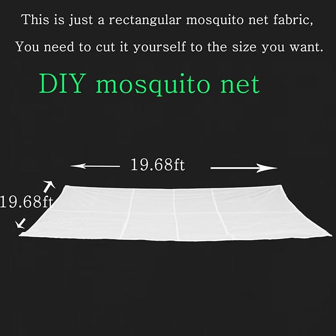 DIY Mosquito Net Screen Mesh Fabric White Customizable Size Fine Mesh for Outdoor Protection (19.68' x 19.68')