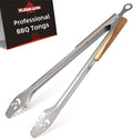 XUDAKAIXIN 21-Inch Extra Long Stainless Steel BBQ Tongs with Extended Luxurious Acacia Handle – Durable and Easy-to-Clean Grilling Tool for Cooking Kitchen Use and Outdoor Barbecues